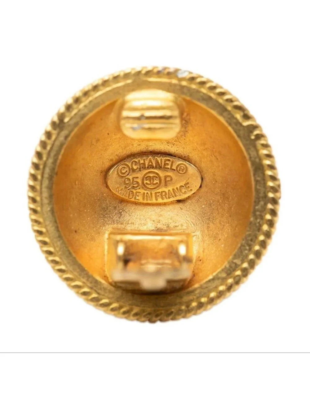 Chanel CC Logo Vintage Round Earrings